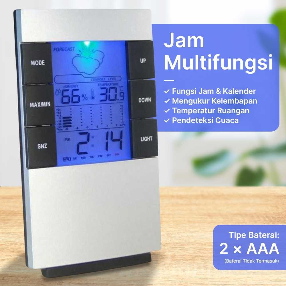 Jual Weather Station Humidity Temperature Alarm Desk Clock Jam Alarm ...