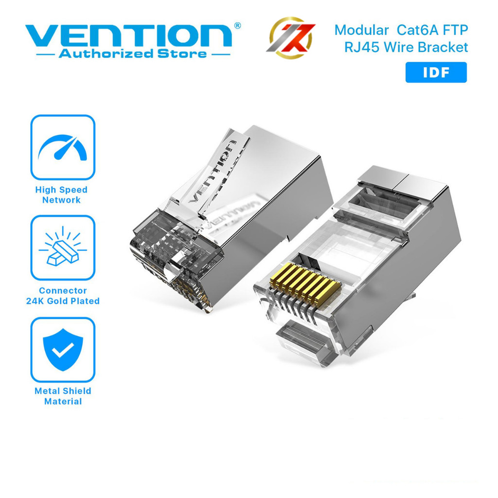 Jual Konektor Connector VENTION IDFR0-100 CAT6A FTP RJ45 PLUG TRANSP ...
