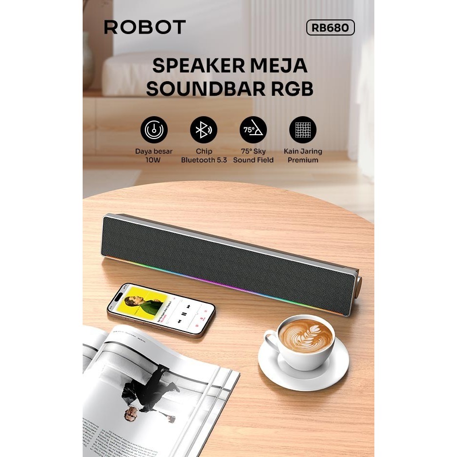 Jual ROBOT RB680 Speaker Soundbar Wireless 4 Stereo RGB 10W 4 Playback ...