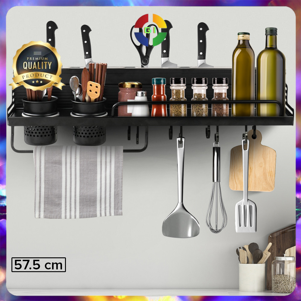 Jual (GI) Rak Gantung Peralatan Dapur Tempel Dinding Serbaguna 57.5cm ...