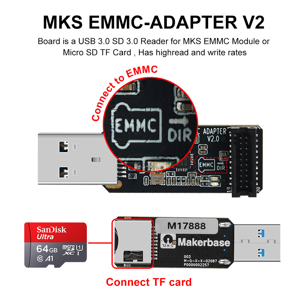 Jual Makerbase MKS EMMC-ADAPTER V2 USB 3.0 Reader For MKS EMMC Module ...