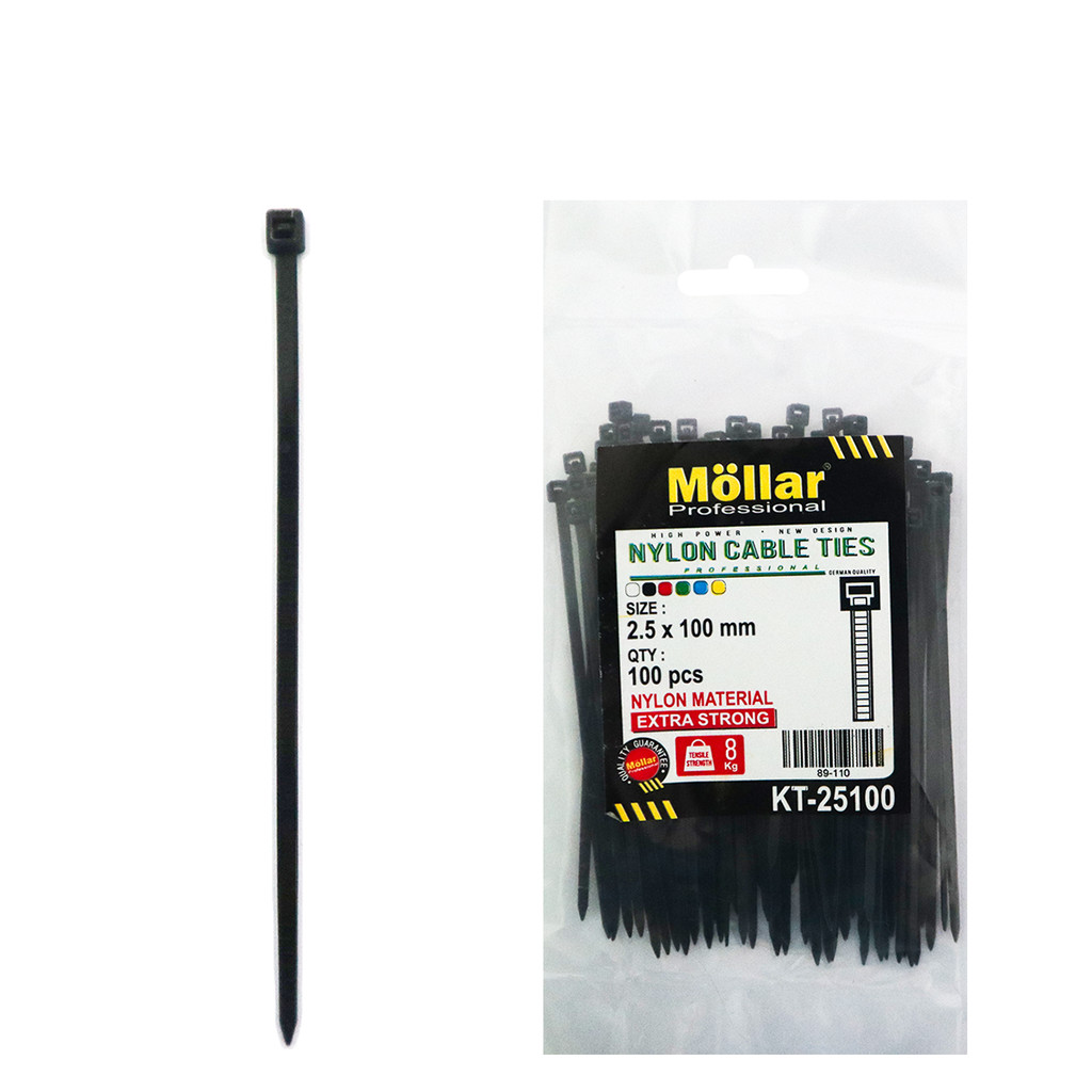Jual MOLLAR KT-25100 Kabel Ties 2.5 x 100 mm Hitam 10 cm Tali Pengikat ...