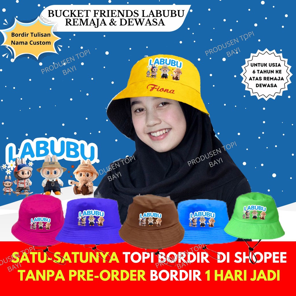 Jual Topi Bucket Dewasa Sablon Friends Labubu Custom Bordir Nama Untuk ...