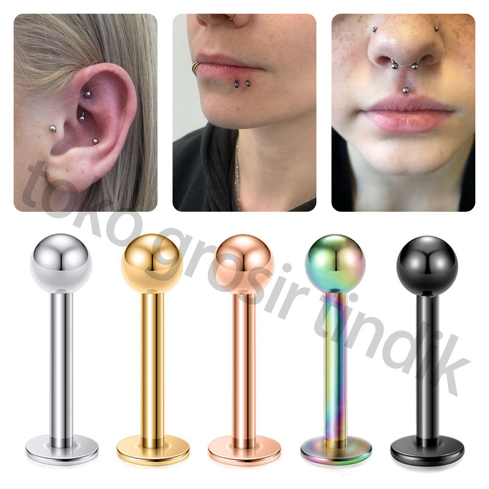 Jual 16G Stainless Steel Lip Nail Tiny Round Ball Cartilage Helix Ear ...