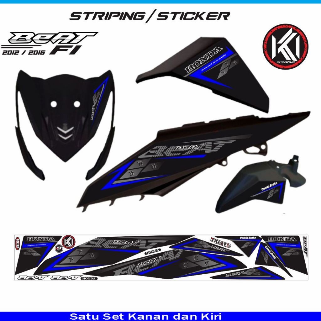 Jual STRIPING STICKER MOTOR VARIASI BEAT FI MOTIF NEW POLET SIMPLE ...