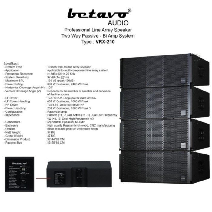 Jual Speaker Pasif Line Array 10 Inch BETAVO VRX-210 ORIGINAL HARGA PER ...