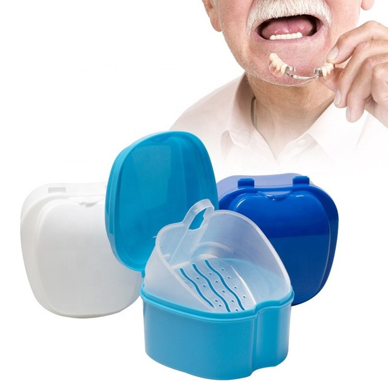 Jual 2022NEW Denture bath box, storage denture, hanging net container ...