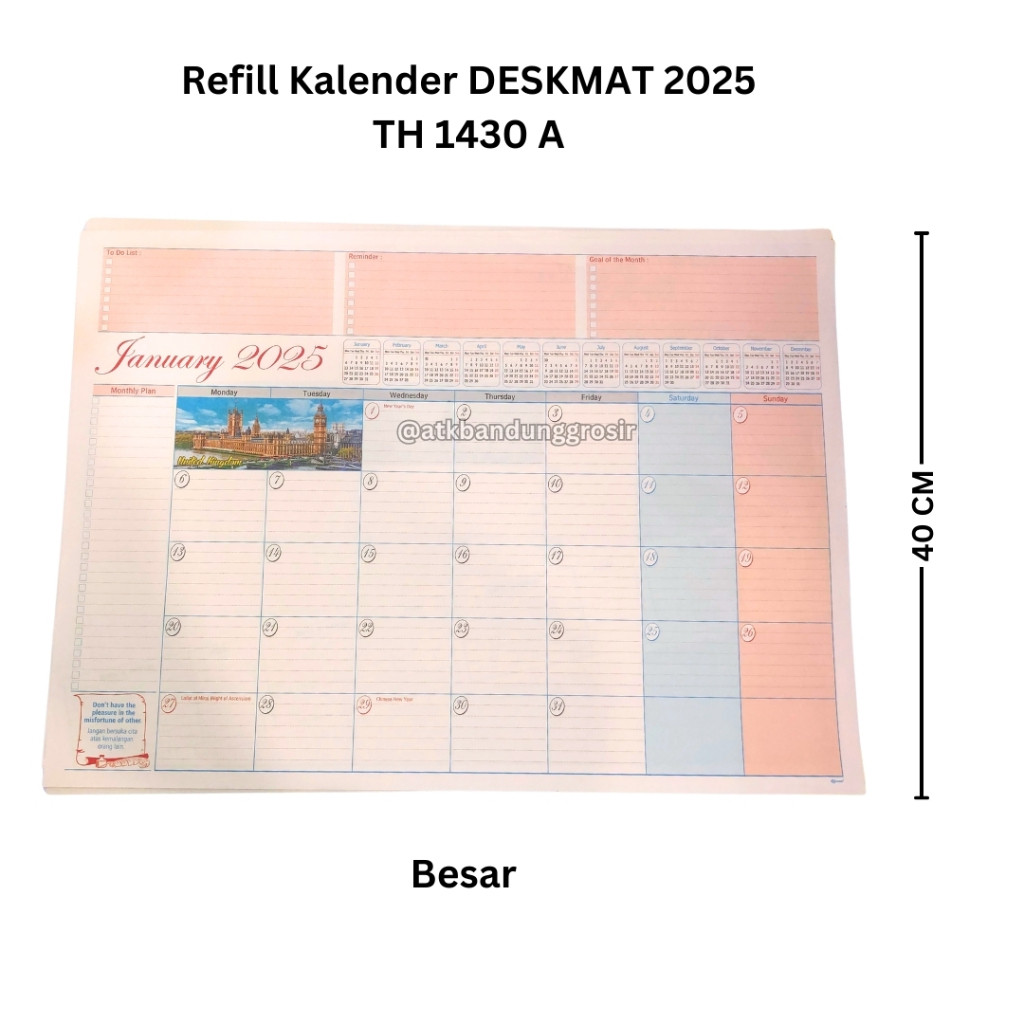 Jual Refil Agenda Meja Deskmat Ukuran Junior Tahun 2025 #1430 A Isi ...