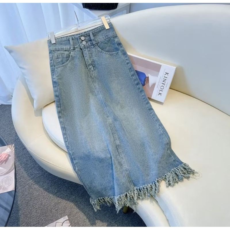 Jual Daisy Denim Skirt Rok Jeans S05 Vintage Midi Skirt Jeans Rawis A ...