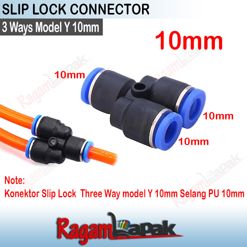 Jual Konektor Slip Lock Model Y 10mm / 3 way / pneumatic model Y 10mm ...