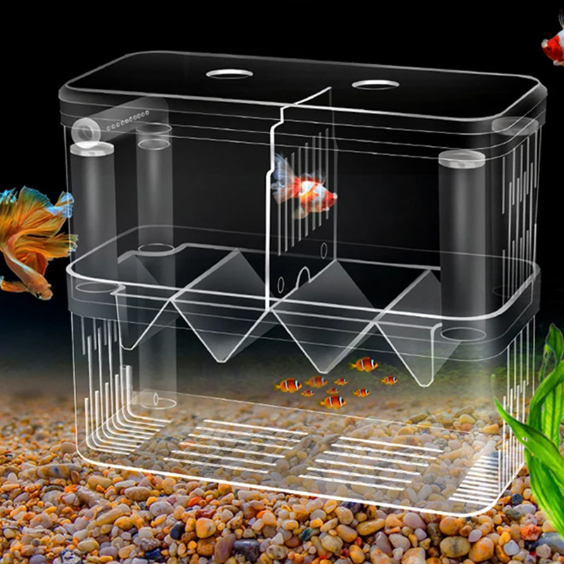 thumbnail image 2 of Baby Aquarium Acrylic Fish Breeding Box - 3.9 Inch Square Aquarium Nursery Isolation Tank With Suction Cups Aquarium Isolation Tank 2 of 11