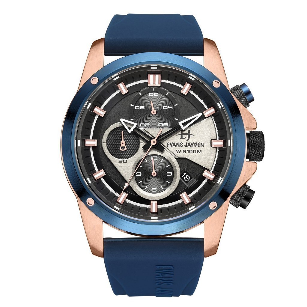 Jual [ DISKON ] Jam tangan Pria Evans Jayden 9589 Rubber Kaca