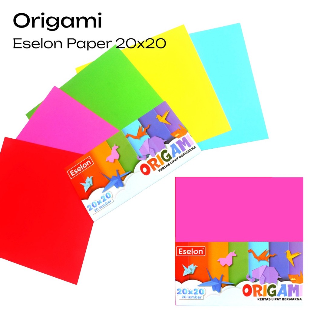 Jual Kertas Origami 2 SISI WARNA / Kertas lipat Warna ESELON 20 Lembar ...