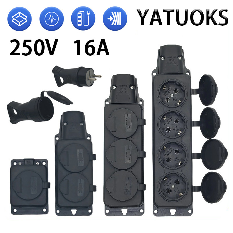 Jual IP54 16A 250V EU Steker Plug-in Socket Outdoor Rainproof / Stop ...
