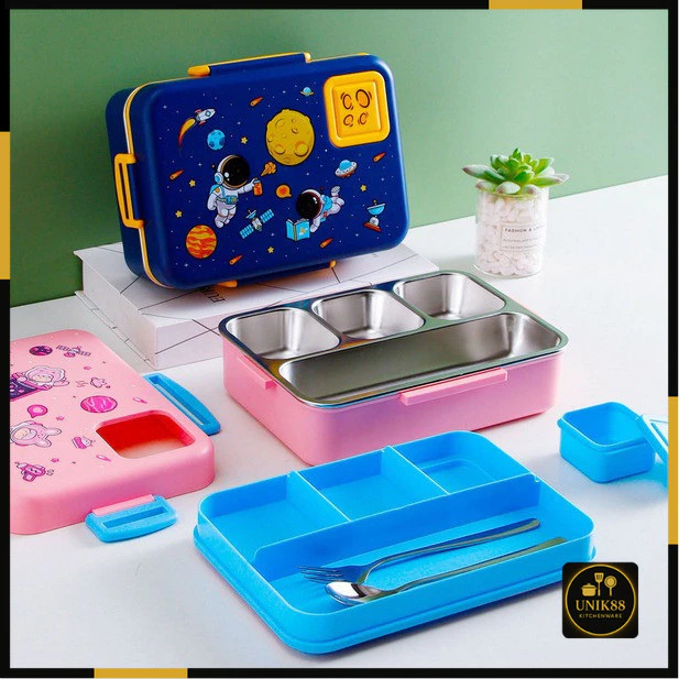 [UNIK88] Kotak Makan 4 Sekat 671 Stainless Steel Anti Tumpah | AutoStock