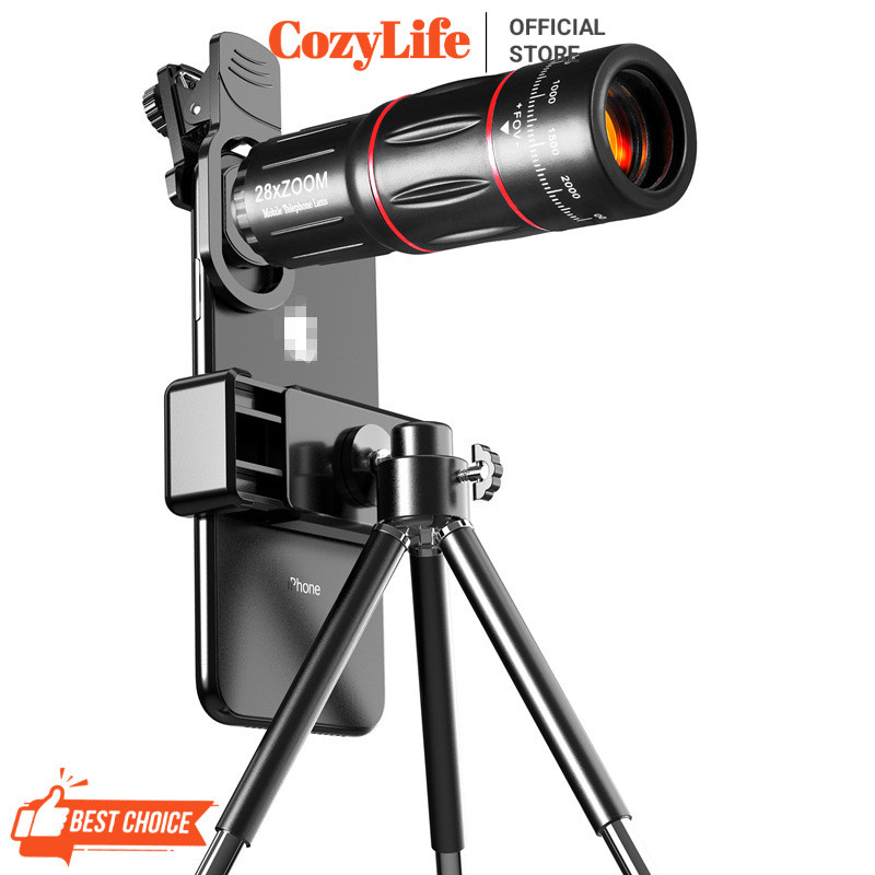 Jual COZYLIFE Lensa 28x Zoom Dengan Tripod Lensa Apexel 28x Zoom Kamera ...