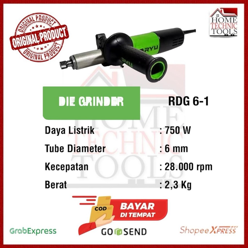 Jual RYU DIE GRINDER RDG 6-1 / MESIN BOTOL CUNER GERINDA PORTING 6mm ...