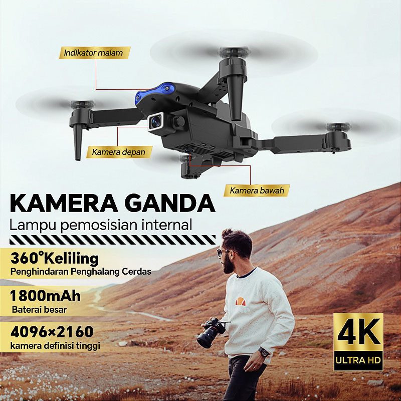 Jual [BISA COD] Smart Drone E99 Pro 4K Dual Kamera HD Drone Mini WiFi ...