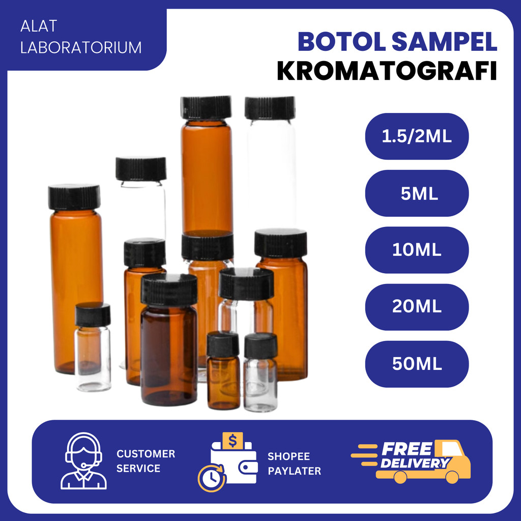 Jual Botol Sampel Kromatografi Kaca Amber 10ml Vial Kaca Lab Kimia ...