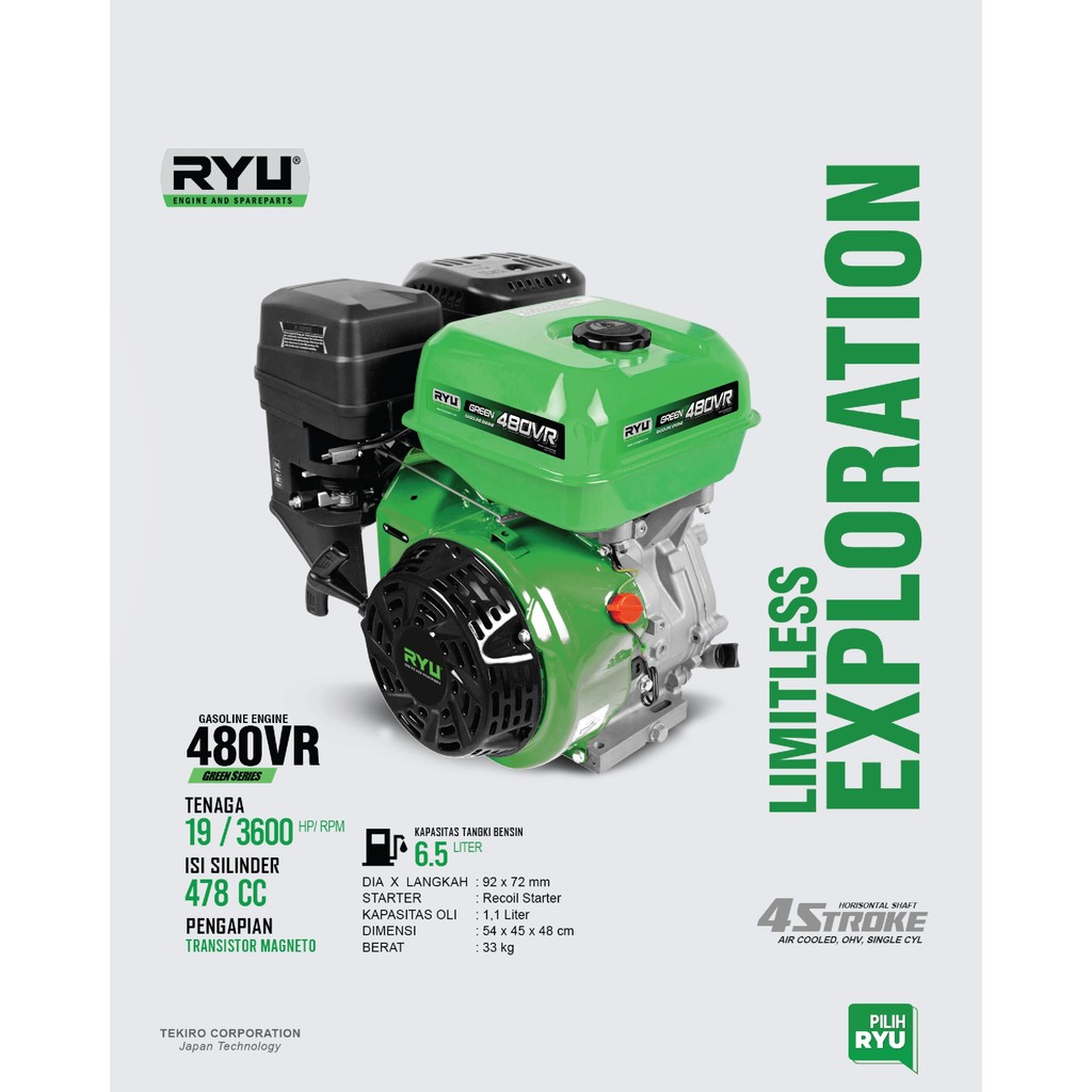 Jual MESIN PENGGERAK/GASOLINE ENGINE GREEN480VR - RYU | Shopee Indonesia