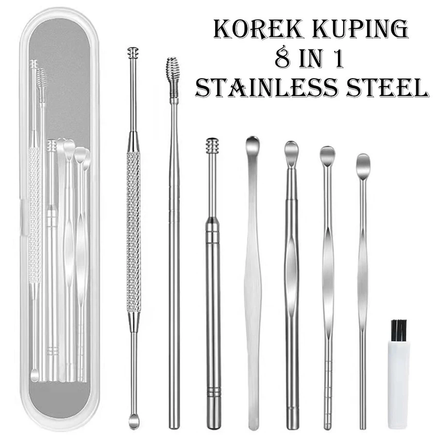 Korek Kuping Set Silver Stainless Steel 