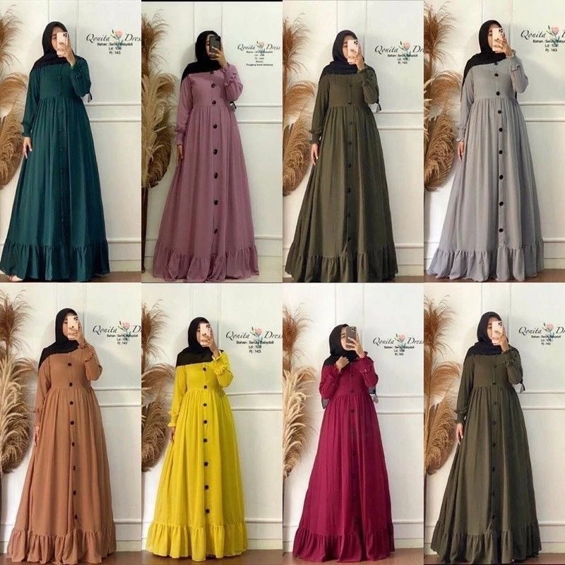 Gamis Alesha Polos Busui tampilan full body