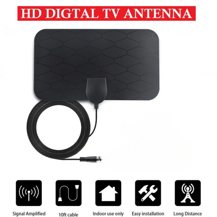 Jual Antenna TV Digital Indoor DVB-T2 25dB High Gain 3000 Miles Range ...