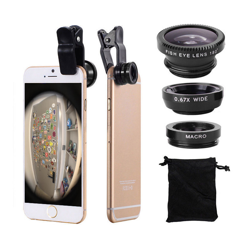 Jual 3in1 Fisheye Phone Lens 0.67X Wide Angle Zoom Fish Eye Macro ...