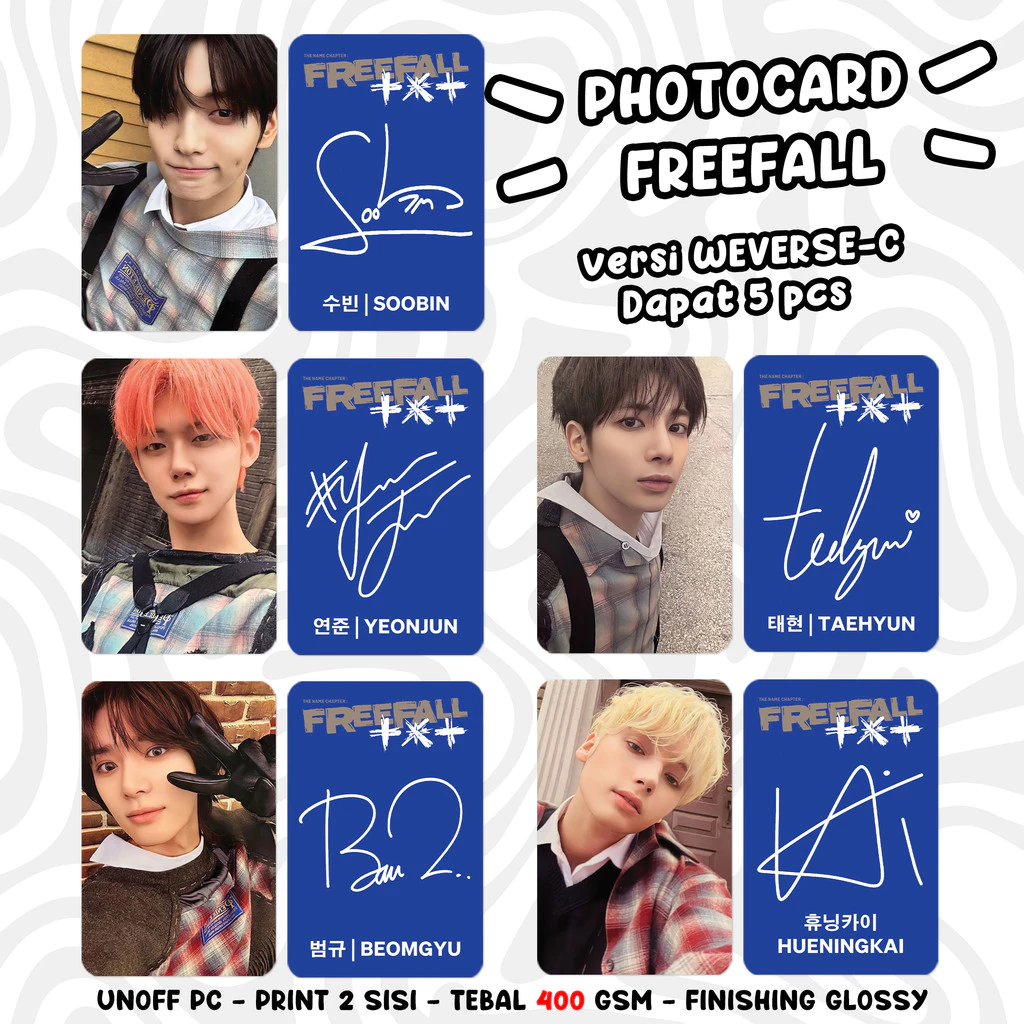 Photocard TXT FREEFALL Unofficial KPOP PC dan Koleksi Unik