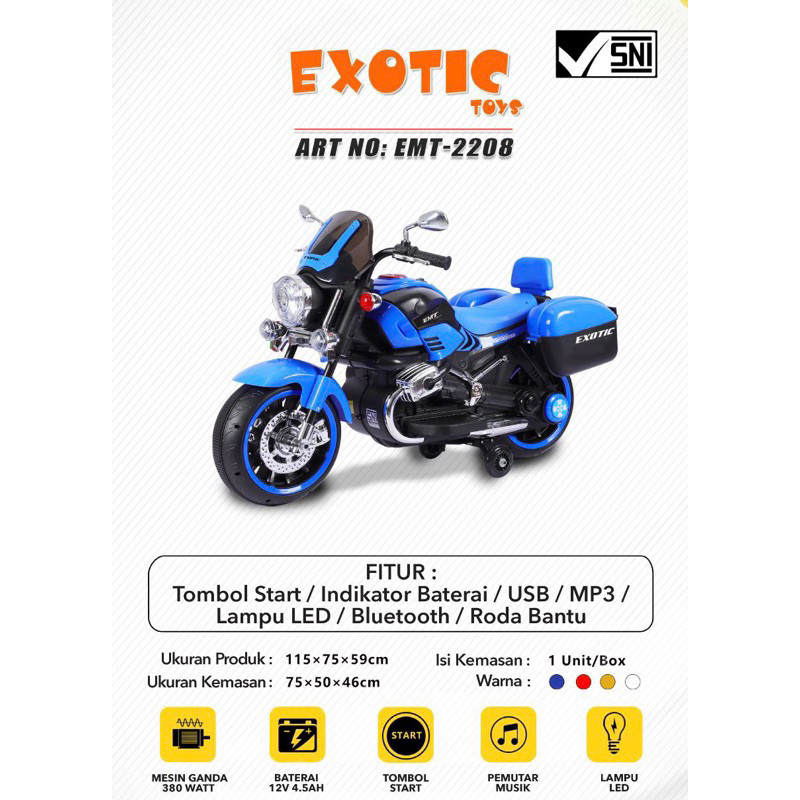 Motor Aki Mainan Anak EXOTIC EMT 2208 ROLAND Harley EMT2208 Murah - GOWES LAJU
