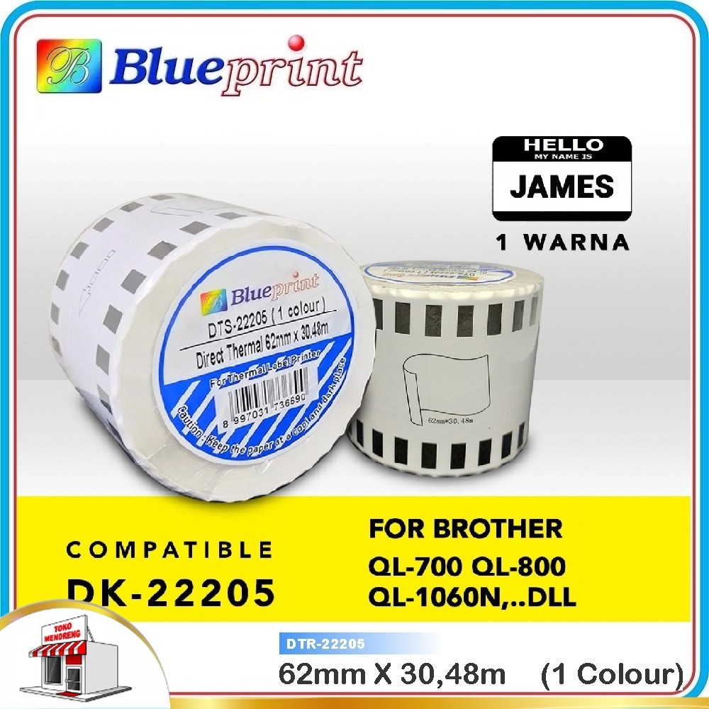 Jual Continuous Sticker Brother DTS-22205 Blueprint 62 mm 30 meter ...