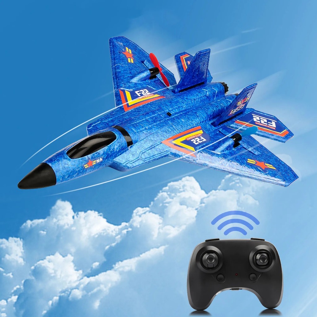 Jual F22 Raptor RC Plane 2.4G 2CH Remote Control Flying Glider With LED ...