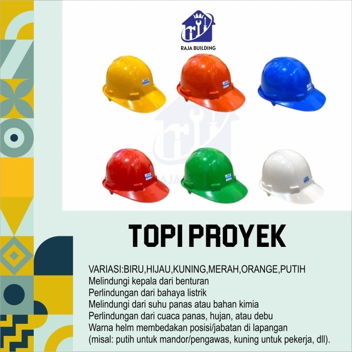 Jual TOPI PROYEK/HELM KONSTRUKSI/SAFETY HELMET/HELM PROYEK/TOPI ...