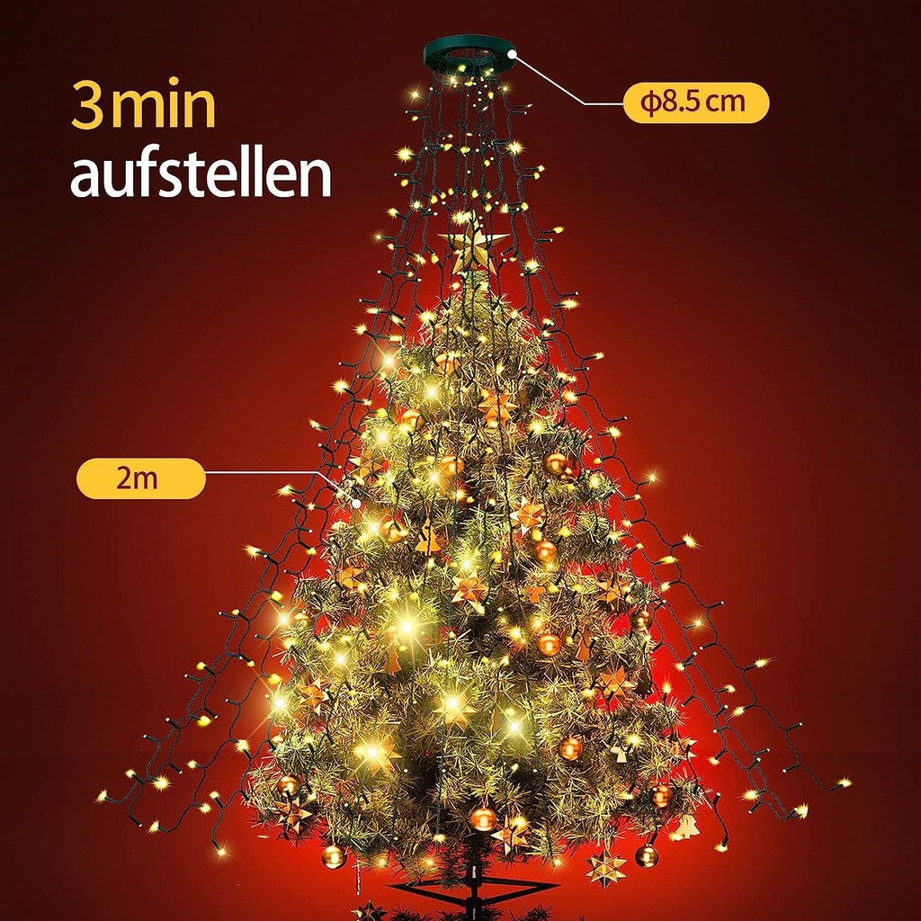 Jual 400LED ristmas Tree Topper Star Waterfall Lights Timer Outdoor ...