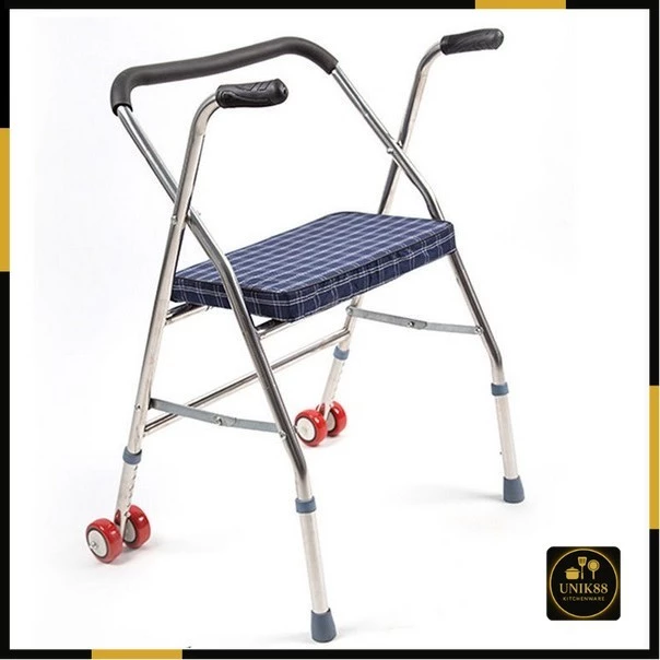 [UNIK88] Walker Alat Bantu Jalan Lengkap Dengan Roda Standard Lipat Tongkat Bantu Jemuran | AutoStock