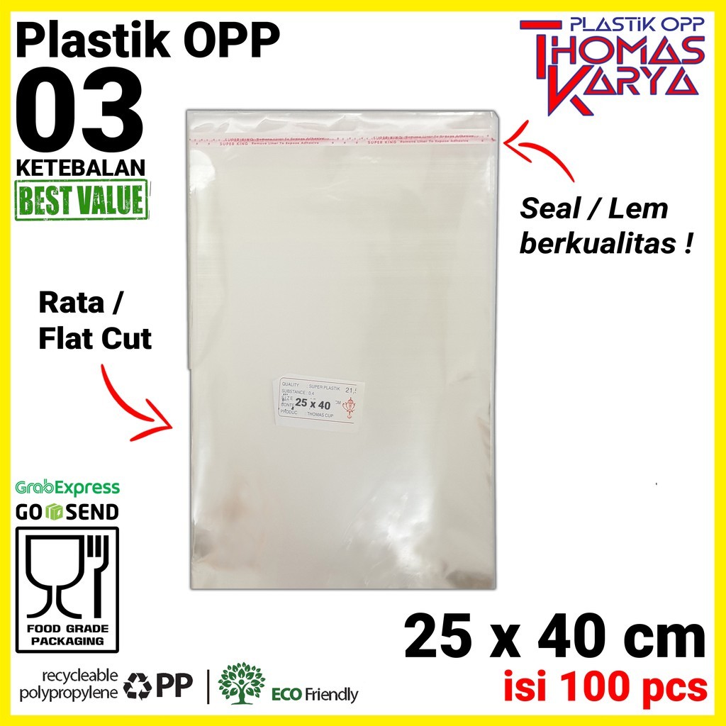 Jual Plastik OPP 25x40 isi 100 Kantong Bening Packing Baju Roti dengan ...
