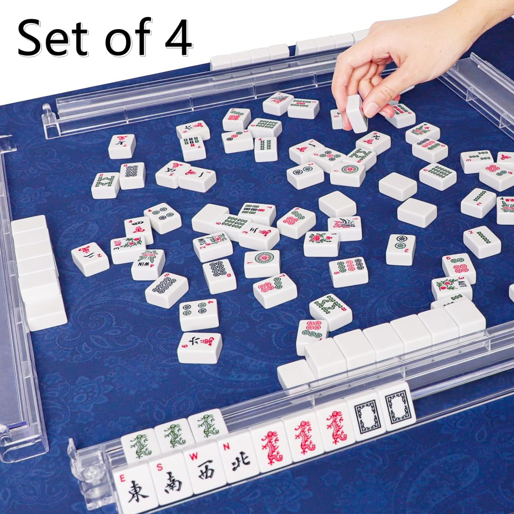 Jual Set of 4 American Mahjong All-in-One Tile Rack & Pusher Clear ...