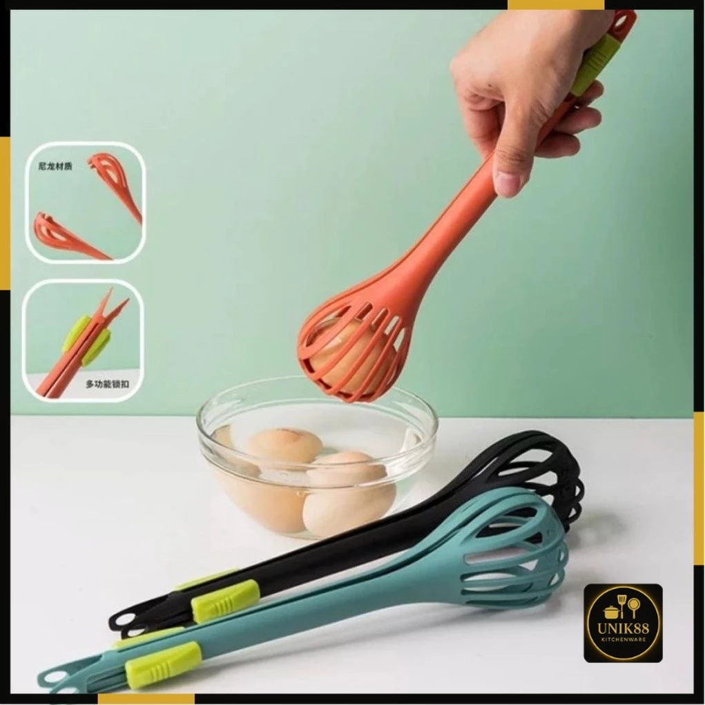 [UNIK88] Pengocok Penjepit Telur Adonan Kue 3in1 / Spatula Kue Serbaguna / Whisk YT035 | AutoStock