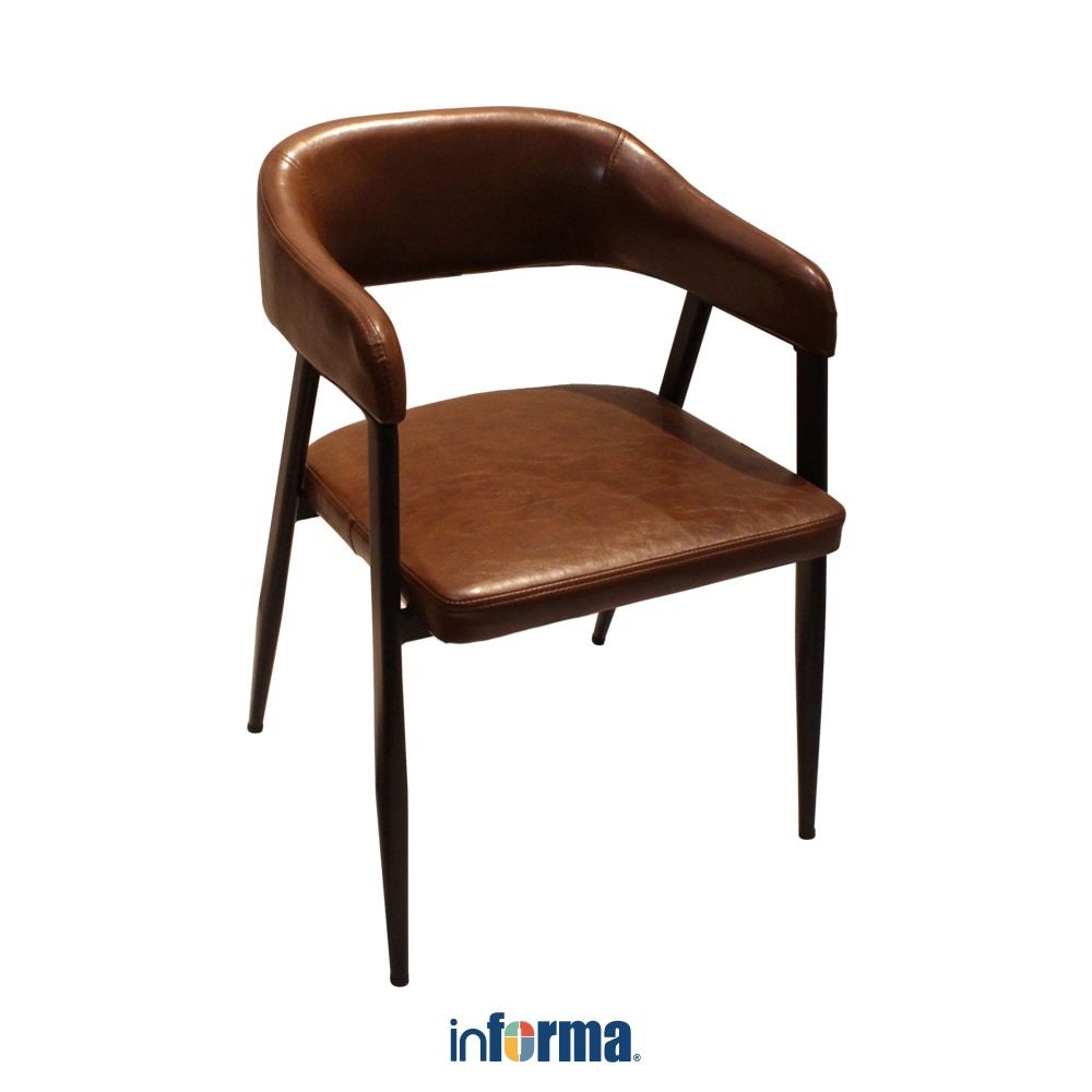 Jual Informa Maury Kursi Berlengan Kulit Cokelat Arm Chair Cafe