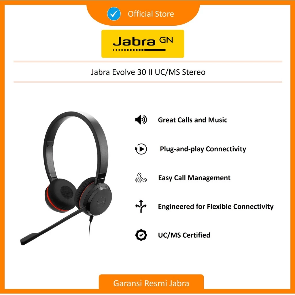 Jabra Evolve 30 II UC/MS Stereo Headset