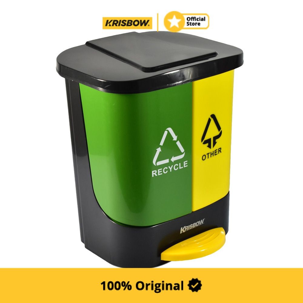 Jual Krisbow Dust Bin Tempat Sampah 2 In 1 20 ltr - Hijau/Kuning ...