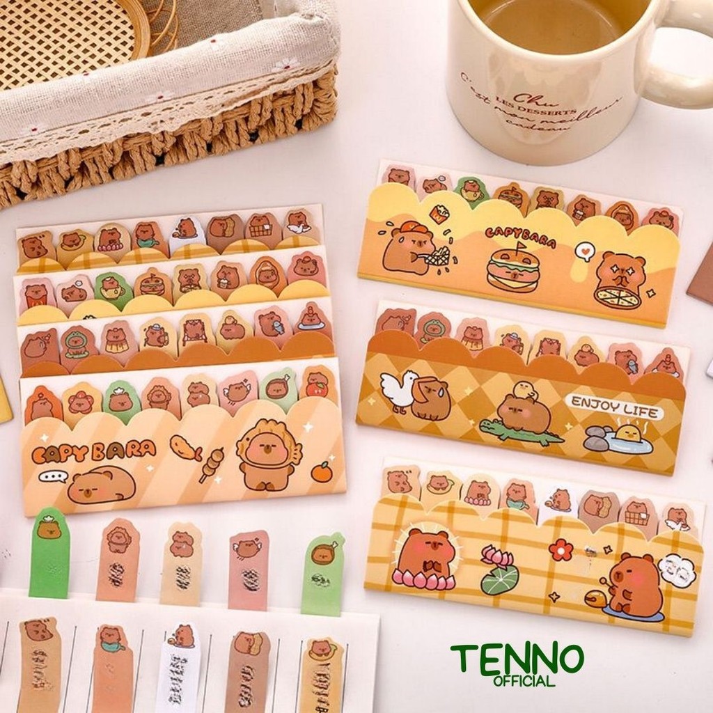 Jual TENNO Sticky Notes Set Capybara 8in1 Isi 120 Lembar Stick Note ...