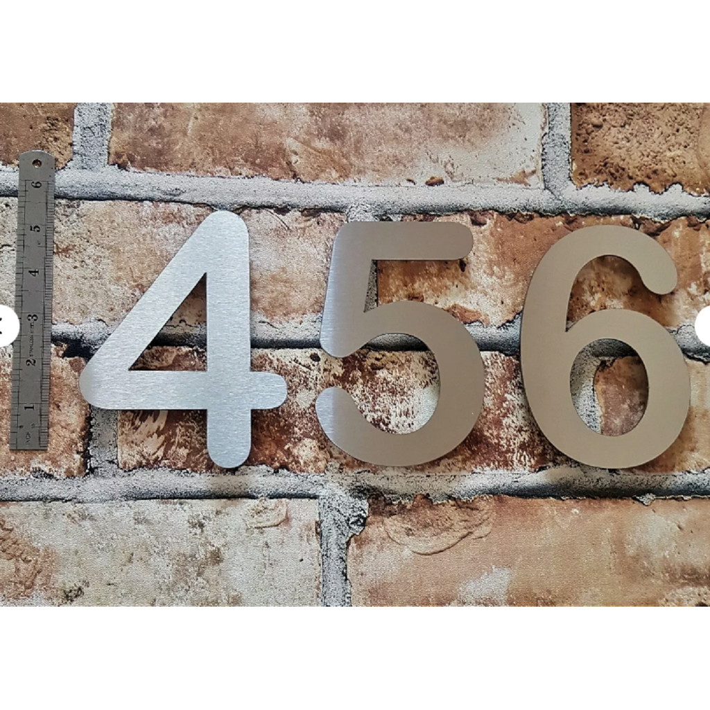 4& OR 6& modern floating house/door numbers brushed stainless steel