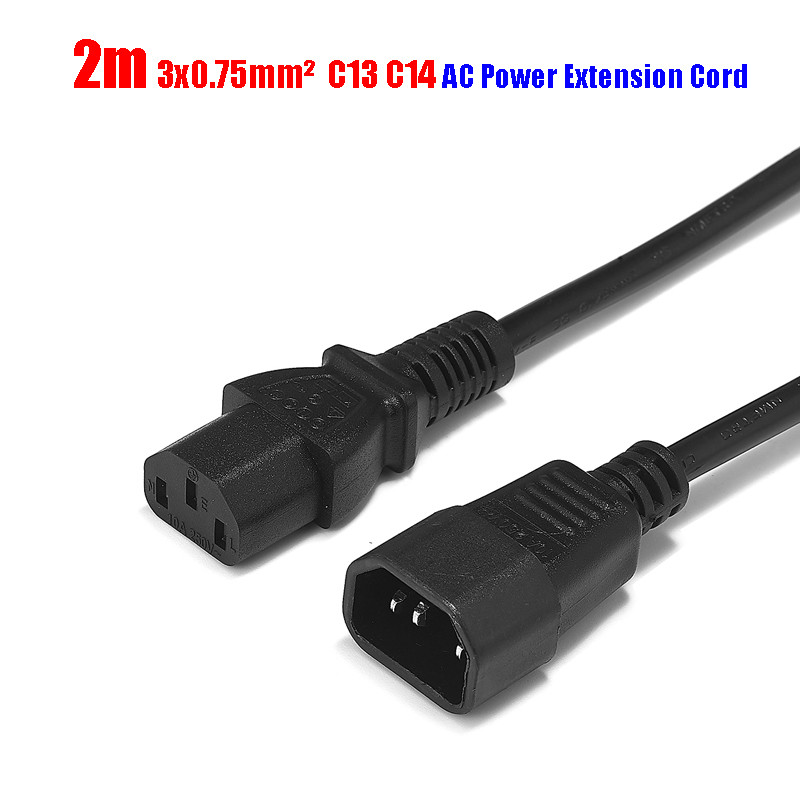 Jual AC Power Cord IEC C13 to C14 2m 18AWG Extension Cable Power Supply ...