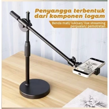 Penyangga Live Streaming Tripod Overhead Stand Hp Tipe FM74 Tripod Konten Kreator Mudah Praktis
