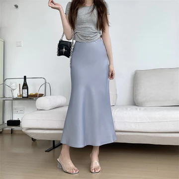 S~6XL Rok Ekor Ikan Pinggang Tinggi Gaya Korea Rok Pelukan Pinggul Wanita Kantor Rok Ekor Ikan