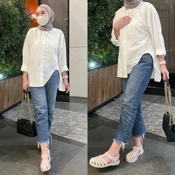 Talita Blouse Kemeja Wanita Linen Premium Kemeja Basic Wanita Casual Korean Style