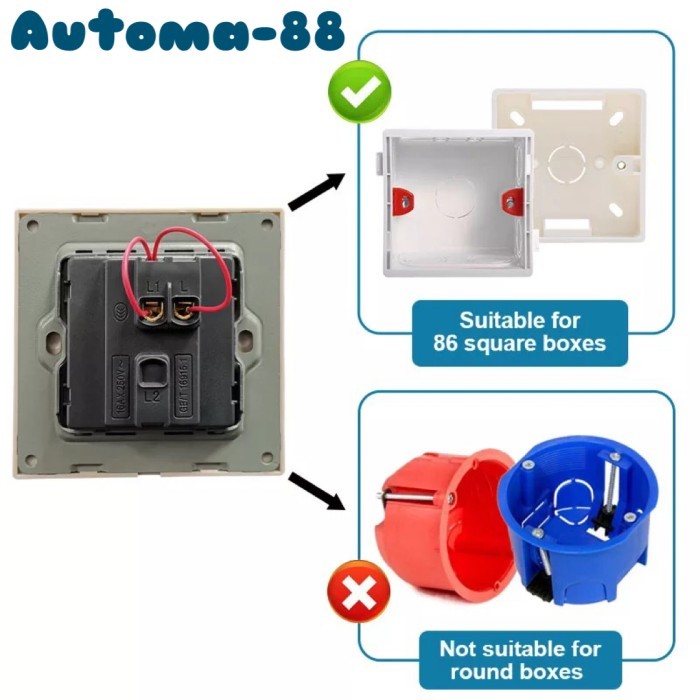 Jual MD99 Toggle Switch Push Button Panel 86x86 mm Saklar Push On Panel ...