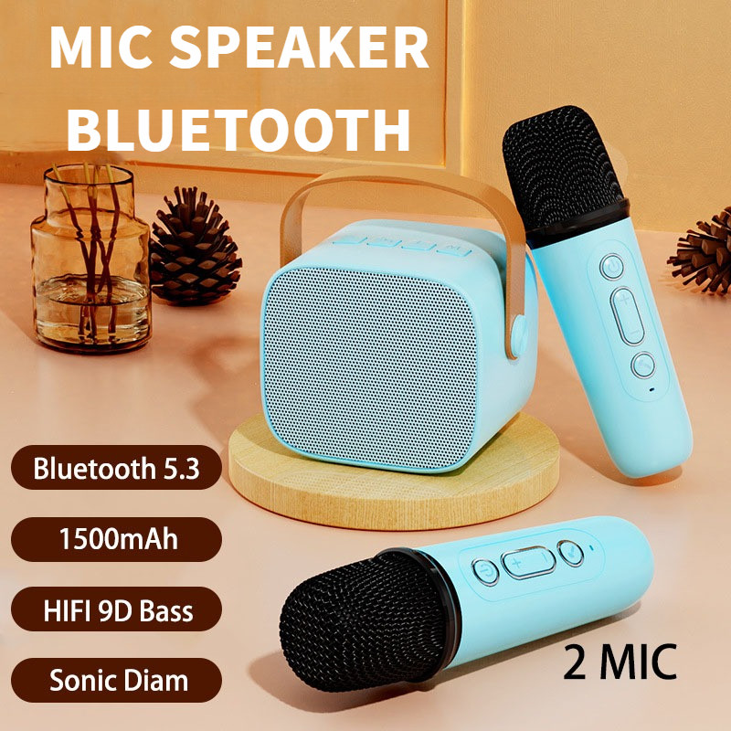 Jual Speaker Bluetooth Karaoke Speaker Bluetooth 2 Mic 1 Set Wireless ...