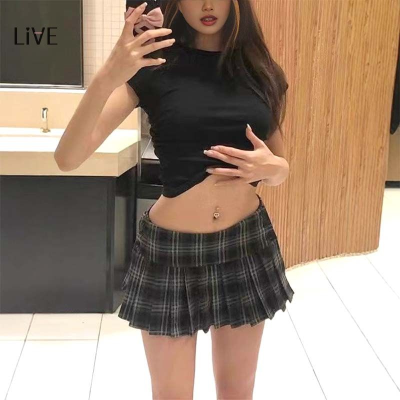 Jual ALIVEF - Rok Kotak Kotak Korean Style Rok Pendek Rok Mini Sexy ...